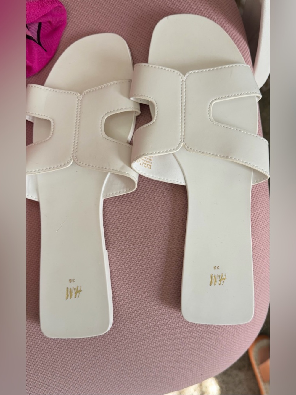 H&M White Cutout Slide Sandals